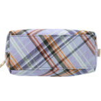 撥水加工・西陣織シルク・がばっと開くアクセサリーポーチ・マルチチェック・スカイブルー・底