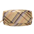 撥水加工・西陣織シルク・がばっと開くアクセサリーポーチ・マルチチェック・ライトイエロー・底