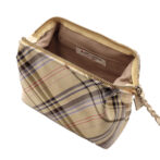 撥水加工・西陣織シルク・がばっと開くアクセサリーポーチ・マルチチェック・ライトイエロー・開口部