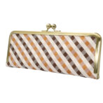 撥水加工・西陣織シルク・抗菌・抗ウイルス・がまぐちマスクケース・格子柄・オレンジ