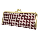 撥水加工・西陣織シルク・抗菌・抗ウイルス・がまぐちマスクケース・千鳥格子・レッド