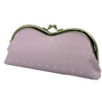 西陣織シルク×艶やかナイロン・山型眼鏡ケース・水玉・スパークリングラベンダー・斜め