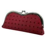 西陣織シルク×艶やかナイロン・山型眼鏡ケース・水玉・スパークリングレッド・斜め