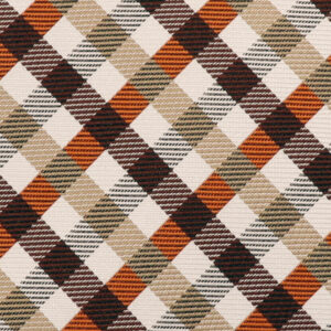 西陣織シルク・がま口長財布・京組紐ストラップ付・ギンガムチェック・ブラウン・生地拡大