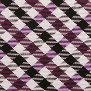 西陣織シルク・がま口長財布・京組紐ストラップ付・ギンガムチェック・パープル・生地拡大