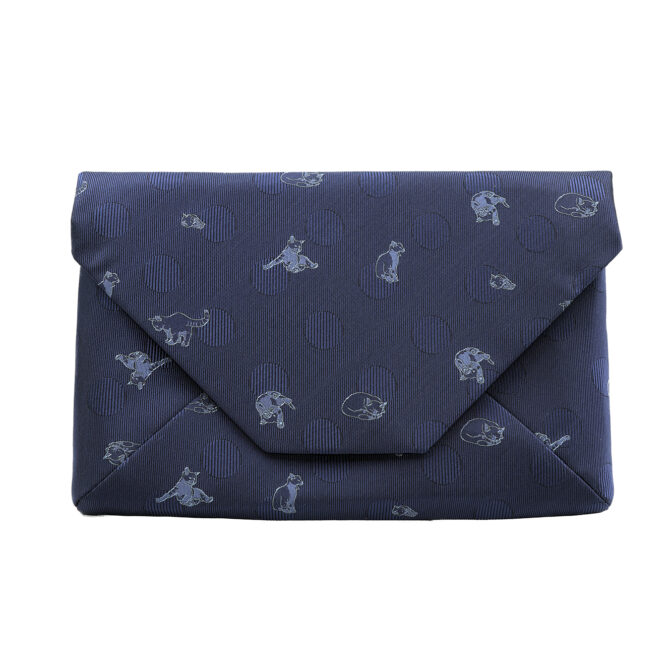 ねこクラッチ　ネイビー　正面