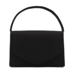 小花柄黒無地貼りフォーマルバッグ　正面