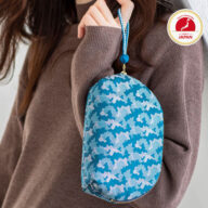 西陣織シルク・軽量ファスナーポーチ・コスメポーチ・バッグインバッグ・伝統工芸・京組紐引手・グレンチェック・迷彩柄・ブルー・レディース・日本製