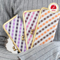 撥水加工・西陣織シルク・「抗菌・抗ウイルス」加工・がま口マスクケース・伝統工芸・薄型・軽量・チェック柄・レディース・日本製