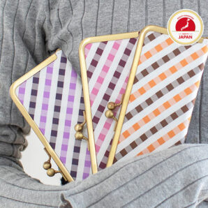 撥水加工・西陣織シルク・「抗菌・抗ウイルス」加工・がま口マスクケース・伝統工芸・薄型・軽量・チェック柄・レディース・日本製