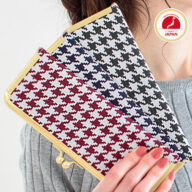 撥水加工・西陣織シルク・「抗菌・抗ウイルス」加工・がま口マスクケース・伝統工芸・薄型・軽量・千鳥格子・ハウンドトゥース・レディース・日本製