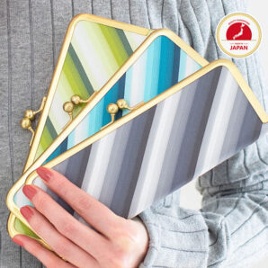 撥水加工・西陣織シルク・「抗菌・抗ウイルス」加工・がま口マスクケース・伝統工芸・薄型・軽量・グラデーションストライプ・レディース・日本製